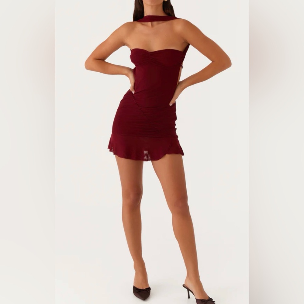 PEPPERMAYO Pari Open Back Mini Dress - Mulberry size 6
